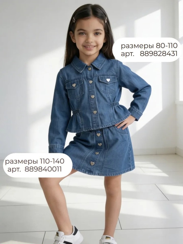 Джинсовый костюм с юбкой для девочки