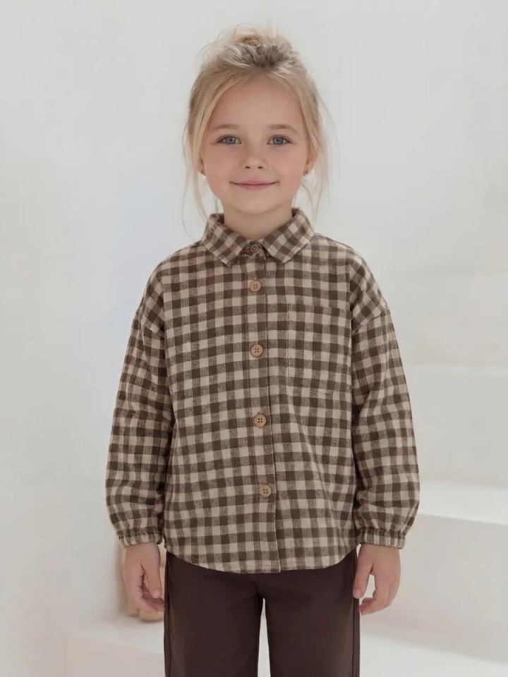 Рубашка для девочки хлопковая в клетку
